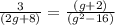 \frac{3}{(2g+8)}=\frac{(g+2)}{(g^{2}-16)}