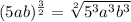 (5ab)^{\frac{3}{2}}=\sqrt[2]{5^3a^3b^3}