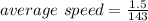 average\ speed =\frac{1.5}{143}