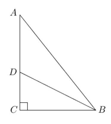Right triangles abc and dbc with right angle c are given below. if cos(a)=15,ab=12 and cd=2, find th