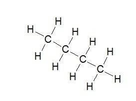 A) draw the complete structure of butane. (show all hydrogen atoms.)