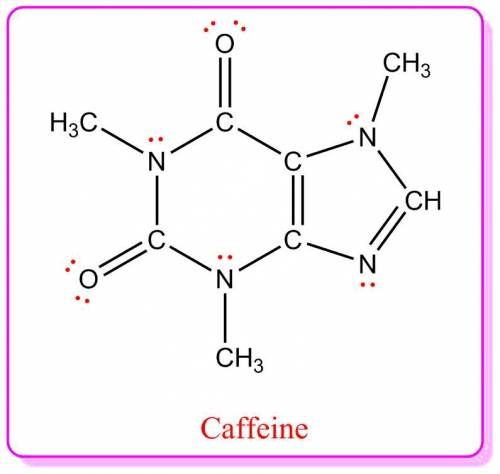 Below is the structure of caffeine, but its lone pairs are not shown. identify the location of the l