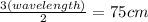 \frac{3(wavelength)}{2} = 75 cm