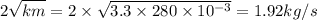 2\sqrt{km}=2\times\sqrt{3.3\times280\times10^{-3}}=1.92kg/s