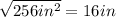 \sqrt{256in^{2}} =16in