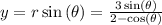 y=r\sin\left(\theta\right)=\frac{3\sin\left(\theta\right)}{2-\cos\left(\theta\right)}