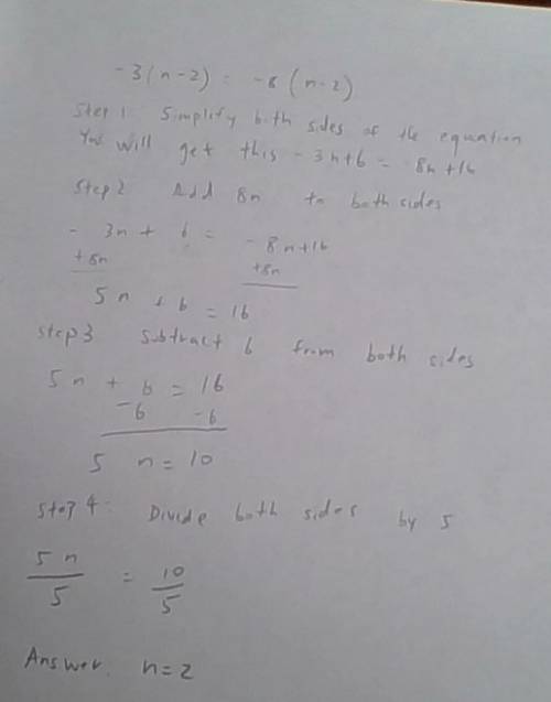 3(n-2)=-8(n-2) im solving equations