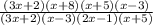 \frac{(3x+2)(x+8)(x+5)(x-3)}{(3x+2)(x-3)(2x-1)(x+5)}