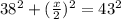 38^2+(\frac{x}{2})^2=43^2