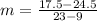 m=\frac{17.5-24.5}{23-9}