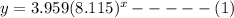 y=3.959(8.115)^x-----(1)