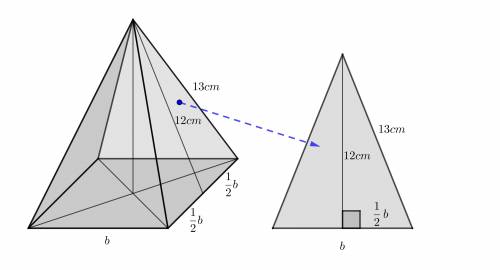 What is the surface area of a regular square pyramid with a slant height of 12 cm and a lateral edge