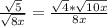 \frac{\sqrt{5}}{\sqrt{8x}} = \frac{\sqrt{4}*\sqrt{10x}}{8x}