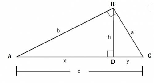 Refer to the figure to complete the proportion. x/h = ? /y. a. y b. x c. a d. h