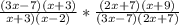 \frac{(3x-7)(x+3)}{x+3)(x-2)} * \frac{(2x+7)(x+9)}{(3x-7)(2x+7)}