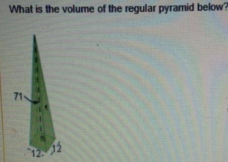 What is the volume of the regular pyramid below?  a.852 units3 b.10,224 units3 c.270 units3 d.3408 u