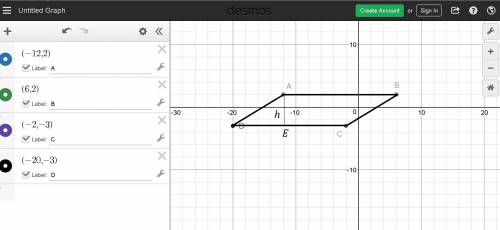 What is the area of a parallelogram whose vertices are a(−12, 2) , b(6, 2) , c(−2, −3) , and d(−20,