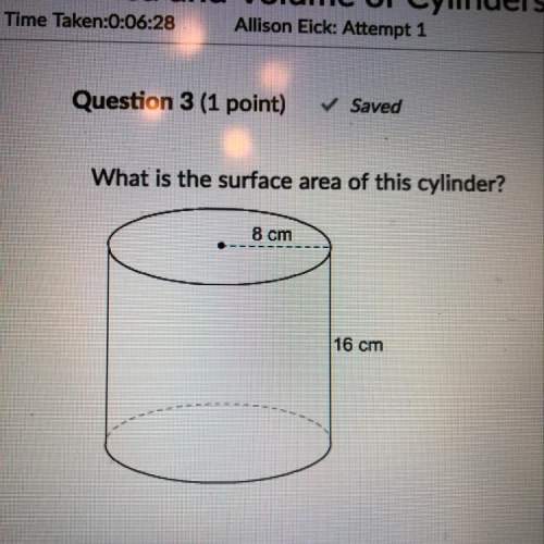 What is the surface area of this cylinder?  a. 384 π cm^2 b. 128 π cm^2