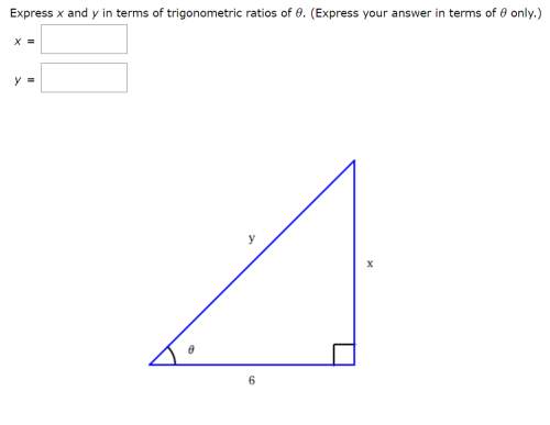 Express x and y in terms of trigonometric ratios, express your answer in terms of theta only.&lt;