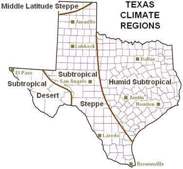 The region of texas that has a wide variety of weather—from blizzards in the northern part to mild w