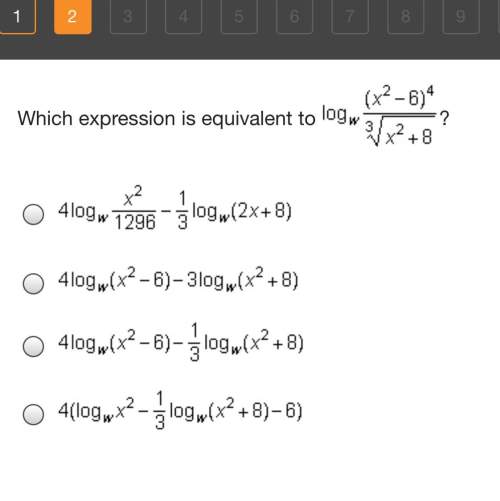 Which expression is equivalent to log w (x^2 -6)^4/ 3 sqrt x^2+8?