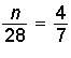 What is the value of n in the proportion below?  1  12 14 16
