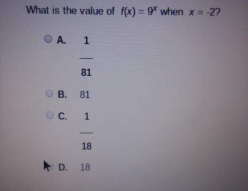 What is the value of f(x)=9^x when x=-2
