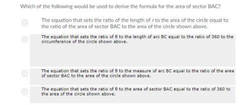 In the circle shown below, ∠bac is a central angle, r is the length of ab, and θ is the measure of ∠