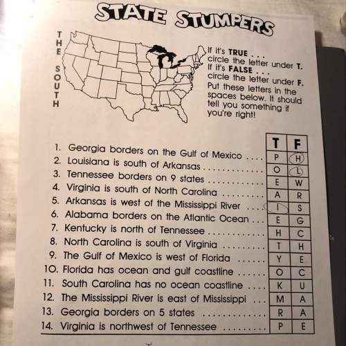 Social studies south true or false questions !