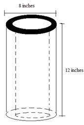 Acylindrical piece of iron pipe is shown below. the wall of the pipe is 0.75 inch thick, and the pip