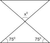 Pls find the measure of angle x in the figure below:  two triangles are show