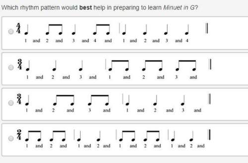 Which rhythm pattern would best in preparing to learn minuet in g?