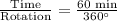 \frac{\text{Time}}{\text{Rotation}}=\frac{60\text{ min}}{360^{\circ}}