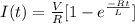 I(t)=\frac{V}{R}[1-e^{\frac{-Rt}{L}}]