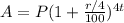A=P(1+\frac{r/4}{100} )^{4t}