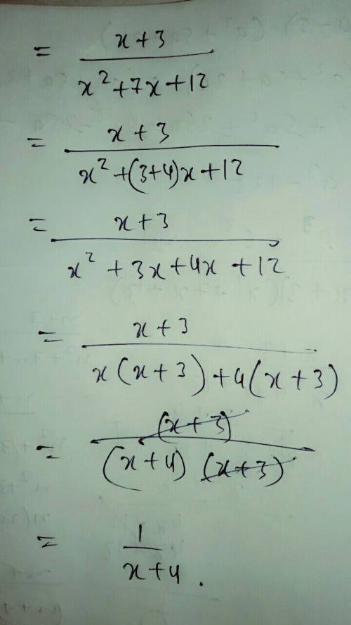 How do you simplify # (x+3)/(x^2+7x+12)#?