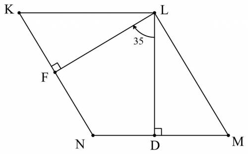 Klmn - parallelogram lf ⊥ kn , ld ⊥ nm m∠fld = 35° find:  angles of klmn