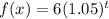 f(x) = 6(1.05)^{t}