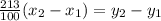 \frac{213}{100}(x_2-x_1) = y_2-y_1