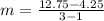 m=\frac{12.75-4.25}{3-1}