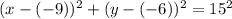 (x-(-9))^2+(y-(-6))^2=15^2