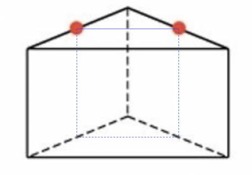 Across section of a right triangular prism is created by a plane cut through the points shown and is