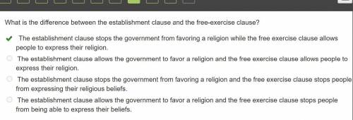 What is the difference between the establishment clause and the free-exercise clause?