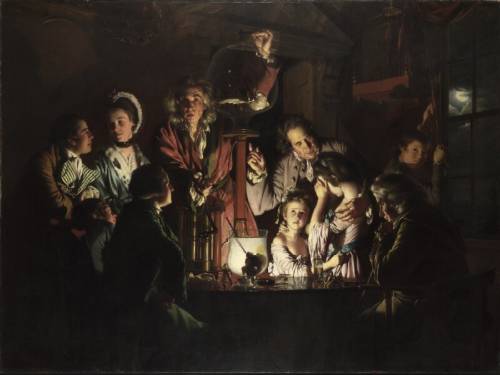 Joseph wright of derby's an experiment on a bird in the air pump features this technique, which mean