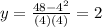 y =  \frac{48- 4^{2} }{(4)(4)} = 2