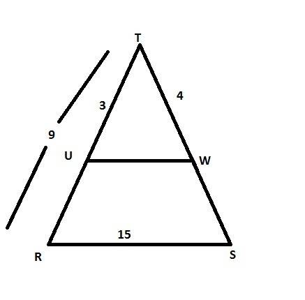 Uw || rs tu = 3, rs = 15, tw = 4, tr = 9;  assume that the sides of triangle tuw are proportional to