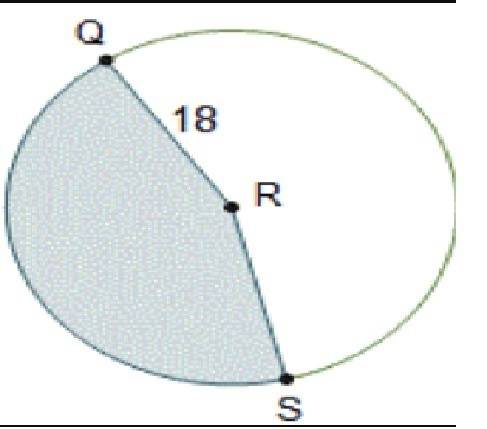 The measure of central angle qrs is radians. what is the area of the shaded sector?  36 72 144 324