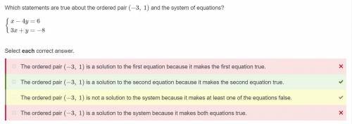 Will make brainliest and 25 points  ! which statements are true about the ordered pair (−3, 1) and t