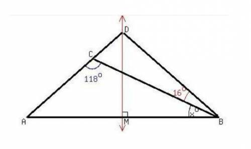 The perpendicular bisector of side ab of ∆abc intersects the extension of side ac at d. find the mea