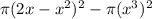 \pi(2x - x^2)^2 - \pi(x^3)^2